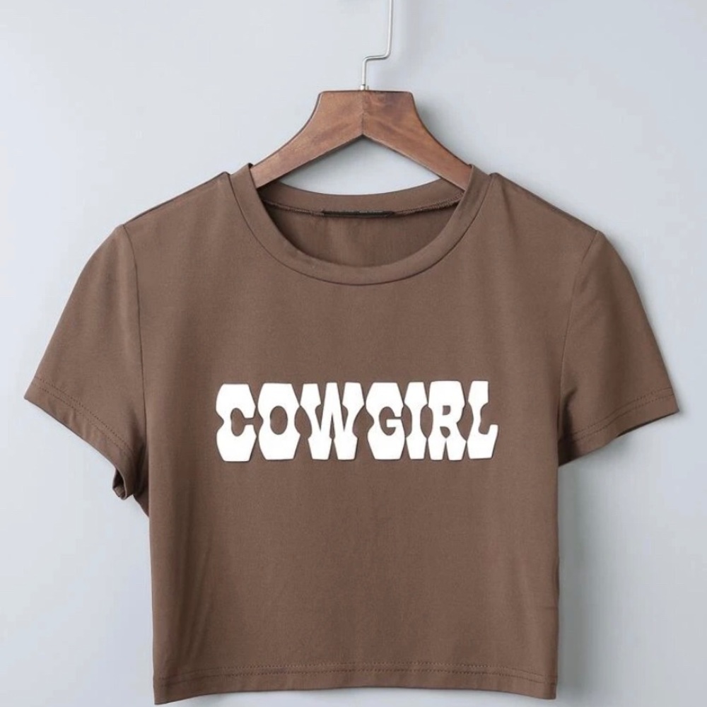 Tight crop top titled “COWBOY”